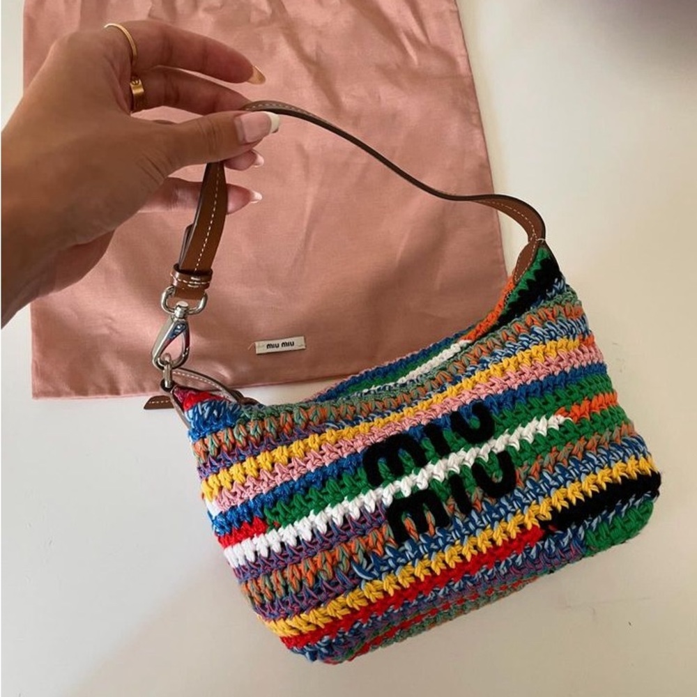 NWOT Miu Miu Multicolor Crochet Pouch
